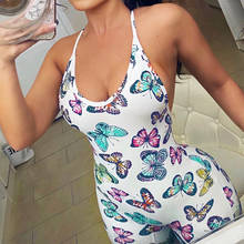 2020 New Summer Fashion Women Sexy Sports Fitness Jumpsuit Hollow Out Backless Butterfly Printed Back Cross Rompers Long Pants 2024 - buy cheap