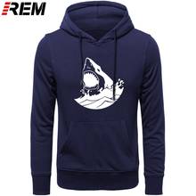 REM Shark Fish Print Men's Long Sleeve Cotton High Quality Men's Clothing Brand Unisex Oversized Top Hoodies, Sweatshirts 2024 - buy cheap