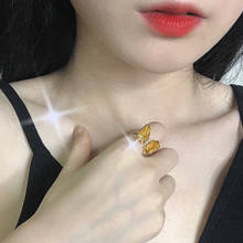 Stillgirl bonito ouro borboleta anel para mulher kpop estética multi cor de cristal animal feminino y2k coreano moda jóias anillo 2024 - compre barato