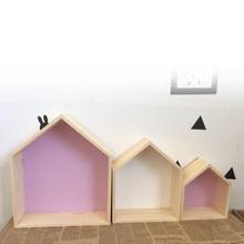 2Pcs/set Creative Nordic Wooden Storage Racks House Shape Shelves for Kids Living Room Bedroom Wall Decoration  Home Decor 2024 - buy cheap