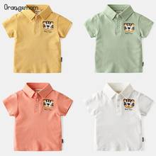 Детская футболка хлопковая однотонная летняя модная детская одежда с короткими рукавами и отворотами для мальчиков хлопковая футболка 2024 - купить недорого