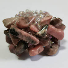 Anel de dedo elástico com pedra de rodonita, tamanho extensível 8-9, joias para mulheres, presente x026 2024 - compre barato