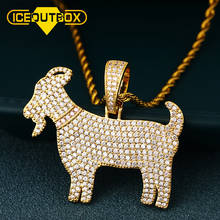 Iceoutbox bling brilhante cabra animal pingente colar micro pave com cz zircão cúbico para mulheres hip hop jóias encantos presentes 2024 - compre barato