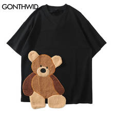 Женская футболка с вышивкой GONTHWID, Повседневная футболка с короткими рукавами в стиле Харадзюку, с цветными вставками, в стиле хип-хоп, 2020 2024 - купить недорого