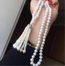 Collar de perlas blancas de agua dulce REAL, nuevo estilo, 7-9mm, envío gratis 2024 - compra barato