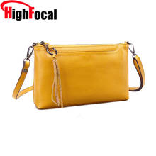 HIGHFOCAL Genuine Leather Shoulder Bag Luxury Brand Brown Clutch Bag For Women Simple Desiger Fashion Crossbody Bag G005 2024 - buy cheap