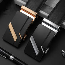 Plyesxale-cinturones de piel auténtica para hombre, cinturones de marca de lujo con hebilla automática, de negocios, color negro, B507, nuevo, 2021 2024 - compra barato