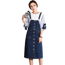 Denim Strap Dress Women Spring Autumn Plus size 5XL Single-breasted Jeans Dresses Fashion Students Casual Sleeveless Dress G831 2024 - buy cheap
