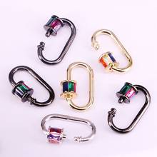 5PCS, Gold/Rose Gold/Silver color CZ Micro Pave Oval Shaped Lock Carabiner Pave Lock Crystal Zirconia Clasp Jewelry Findings 2024 - buy cheap