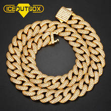 ICEOUTBOX Men's 15mm Maimi Cuban Link Chain Necklace Choker Iced Out Cubic Zircon Hip Hop Jewelry Gold Silver Color For Gifts 2024 - buy cheap