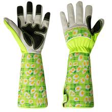 Guantes de jardinería con estampado Floral para mujer, manoplas de piel sintética de manga larga, antideslizantes para limpieza del hogar, 1 par 2024 - compra barato