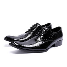 Sapato social masculino/свадебные туфли; мужские черные туфли на шнуровке из высококачественной кожи; официальная оксфордская обувь из змеиной кожи с острым носком 2024 - купить недорого