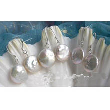 Pendientes de perlas de 14mm para mujer, aretes colgantes de plata S925, joyería fina, venta al por mayor, 3 pares 2024 - compra barato