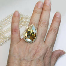 Модные обручальные кольца принцессы Cut CT большого размера цвета шампанского с цирконом серебряного цвета s, кольца для вечевечерние, подарки 2024 - купить недорого