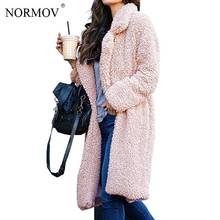 NORMOV 2019 Plush Coat Women Fur Lamb Thicken Winter Warm Long Sleeve Teddy Cozy Female Jackets Overcoat Outerwear 2024 - buy cheap