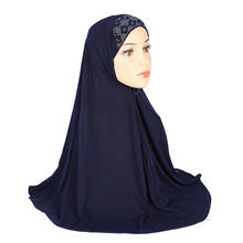 H108 удобные Размеры мусульманские amira хиджаб с Стразы на спине с мягким верхом на Исламской шарф бандана арабский головные уборы 2024 - купить недорого
