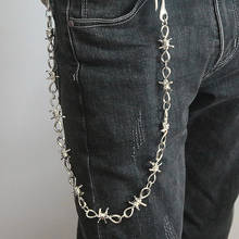 Rj rock calça giratória com corrente, cantor de rock, punk, hip-hop, correntes de barriga tendência, jeans de aço inoxidável, acessórios de joias de cintura 2024 - compre barato