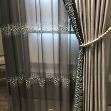 Жемчужины, блестки вышитые шторы для гостиной роскошные серые 75-90% светонепроницаемые шторы для спальни высококачественные шторы на заказ 2024 - купить недорого