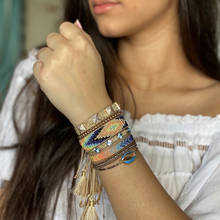 Bluestar pulseira feminina, pulseira masculina da moda de turco miyuki, joias com concha feita à mão 2024 - compre barato