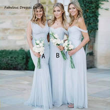 2021 Light Blue Mermaid Bridesmaid Dresses Backless V Neck Long Women Wedding Party Dress Elegant Robe De Soiree De Mariage 2024 - buy cheap