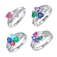 Personalized 925 sterling silver custom name heart-shaped birthstone ring to send mother and woman fine jewelry 2024 - buy cheap