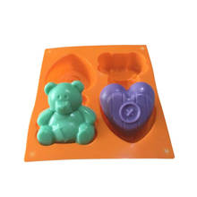 3d urso forma do coração molde de silicone sabão moldes de argila cupcake cozimento fondant bolo decoração ferramenta animais doces moldes de chocolate 2024 - compre barato