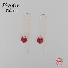 PANDOO-abalorio de plata de ley Original para mujer, aretes de Glamour, joyería de lujo, copia 1:1, amor romántico dulce 2024 - compra barato