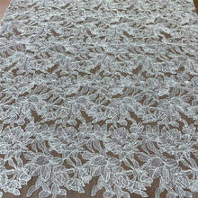LFY-tela de encaje bordada de malla blanca con lentejuelas transparentes, nuevo estilo, vestido de novia, 1 yarda 2024 - compra barato
