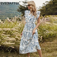 EVERAFTER Ruffles Sleeveless Elegant Dress For Women Casual Cotton Backless Lace Up Summer Dresses O-Neck Holiday Maxi Dress 2024 - buy cheap