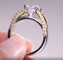 Высококачественное двухцветное кольцо из циркония, уникальный стиль, Кристальное золото, розовое цветочное кольцо, обещание на помолвку, кольца для женщин 2024 - купить недорого