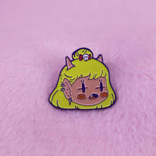 Girl Dolly the demon lapel pin hipster chick cute adventures companion Japan anime decor 2024 - buy cheap