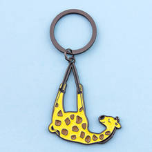 Милые кольца для ключей Giraff Kawaii Animal для женщин и девочек, автомобильный брелок, сумочка с подвеской, очаровательные держатели для ключей, влюбленные пары, лучший подарок 2024 - купить недорого
