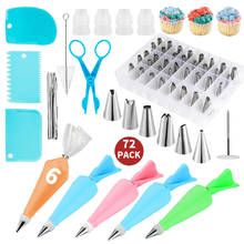 72Pcs Pastry Bag DIY Cake Decorating Tools Reusable Icing Piping Nozzles Set Scraper Flower Cream Tips with Box Baking Cup 2024 - buy cheap