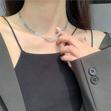 Colar de corrente trançada requintado para senhora acessórios clavícula no pescoço na moda prata chapeado gargantilha feminino colares jóias 2024 - compre barato
