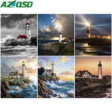 AZQSD Paint By Number Lighthouse Drawing On Canvas Hand Painted Gift Painting By Numbers Landscape Acrylic Home Decoration 2024 - buy cheap