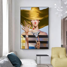 Pintura en lienzo de mujer aristocrática abstracta, carteles e impresiones de chica cóctel, imagen artística de pared para sala de estar, decoración del hogar, Cuadros 2024 - compra barato