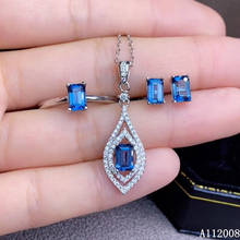 KJJEAXCMY fine jewelry 925 anel de prata esterlina brincos de topázio azul natural pingente de moda senhoras terno suporte de teste 2024 - compre barato