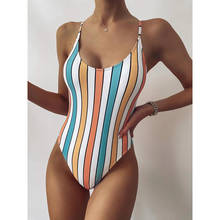 Sexy One Piece Swimsuit Women 2021 Striped Swimwear Female Push Up Bathing Suit Woman Swimming for Beach Wear Monokini Swimsuits 2024 - buy cheap