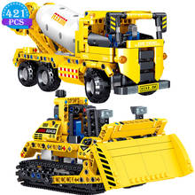 Bloques de construcción de ingeniería de construcción Diy de alta tecnología, excavadora, mezcladora de cemento, modelo, juguetes para niños, regalos de cumpleaños 2024 - compra barato