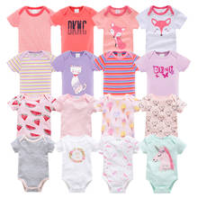 Body para bebês recém-nascidos, pijama de manga curta com 7 peças para meninas e meninos 2024 - compre barato