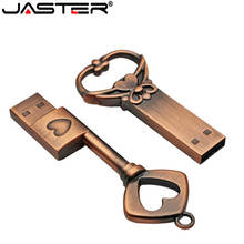 JASTER Pen Drive Metal Copper love Heart Key USB Flash Drive memory stick Key Genuine pendrive 4gb 8g 16gb 32gb 64GB Thumb drive 2024 - buy cheap