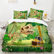 Dos desenhos animados cama de casal capa edredão 140x200 roupa cama euro para o bebê crianças menino conjunto dinossauro jurássico parque 2024 - compre barato