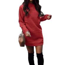 Plus size dress apparel Women Fashion Autumn Solid Color Long Sleeve Thick Plush Loose Dress Sweatshirt 2024 - buy cheap
