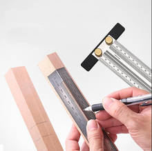 ALLSOME-Regla de escala de alta precisión, regla de orificio tipo T, marcador de línea de dibujo para carpintería, inoxidable, herramienta de medición bricolaje y para carpintería 2024 - compra barato