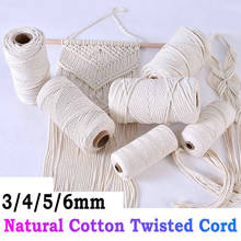 3/4/5/6mm Macrame Rope Natural Beige Twisted String Cotton Cord Artisan Hand Craft for DIY Home Decorative Tapestries Knitting 2024 - buy cheap