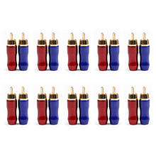 Artudatech 10 Set RCA Male Plug Copper Audio Video Gold Adapter Fit 6.4mm Cable Red/Blue Connector Parts 2024 - buy cheap