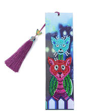 DIY Creative Cute Cat Special Shaped Diamond Painting Leather Bookmark with Tassel Embroidery Diamond Cross Stitch Craft 2024 - buy cheap