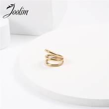 Joolim High End Gold Finish Triple Statement Rings Stainless Steel Punk Rings Trendy Jewelry 2024 - buy cheap