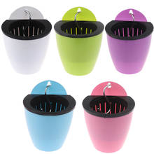 Self Watering Solid Color Flower Pot Wall Hanging Resin Automatic Plastic Planter Durable For Garden Balcony With Hook 2024 - buy cheap