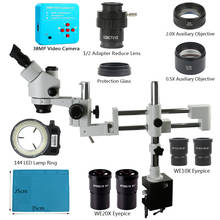 Microscopio estéreo Trinocular Focal para reparación de PCB de Iphone, Soporte de doble brazo de 3,5x, 7X, 45X, 90X y 180X, cámara de 38MP, 2K 2024 - compra barato
